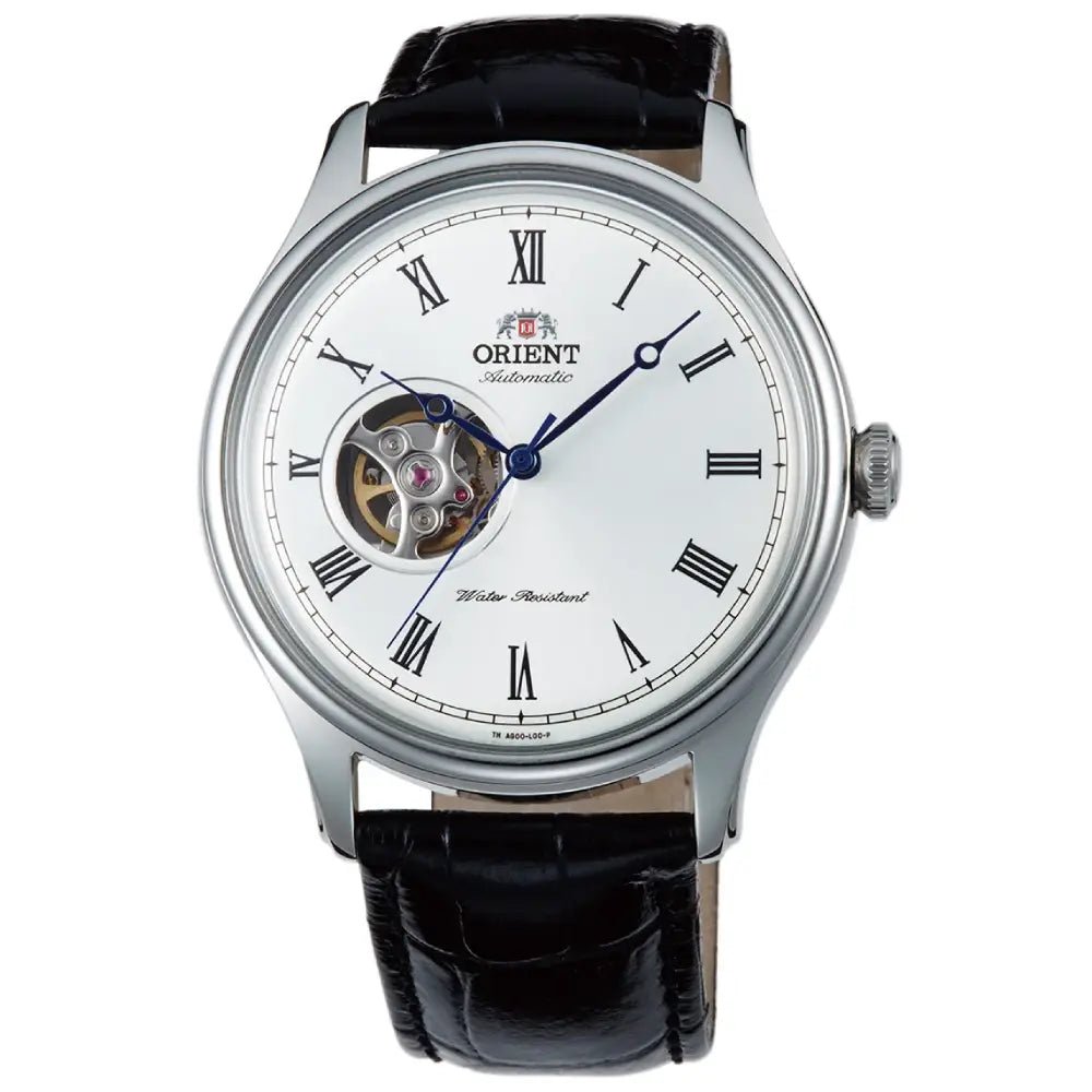 Orient-Orient Envoy TAG00003W Open Heart Automatic White Dial Leather Strap Men's Watch-Wristbear-1