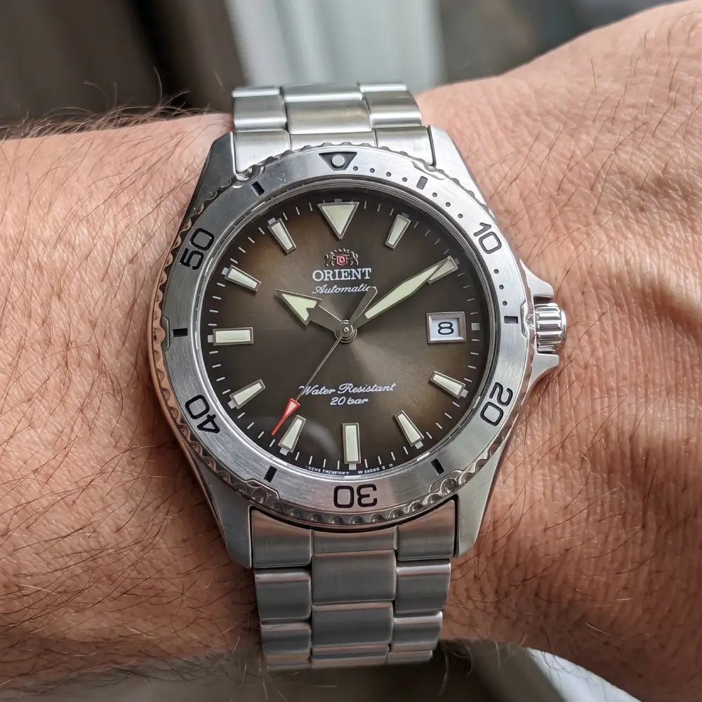 Orient-Orient Mako 40 RA-AC0Q15Y Automatic Brown Gradient Dial Stainless Steel Men's Dive Watch-Wristbear-2