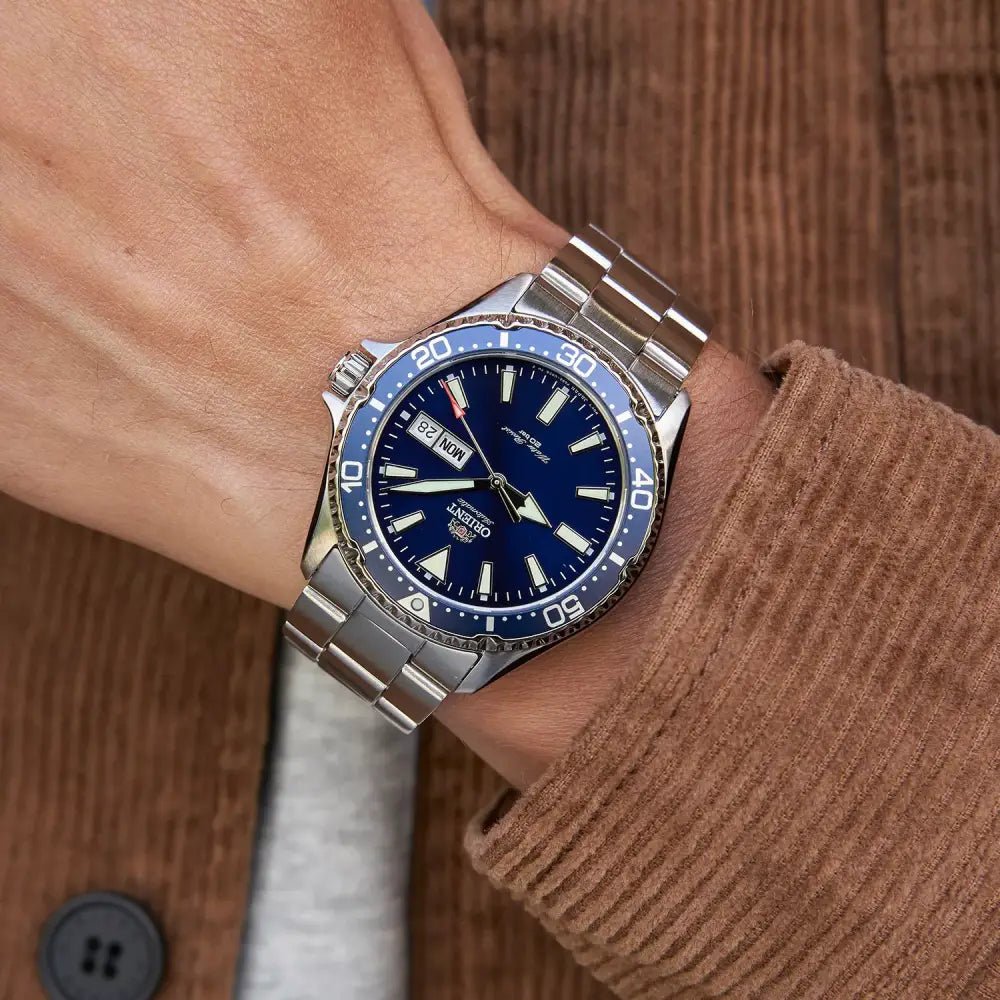 Orient-Orient Mako III Kamasu RA-AA0002L Automatic Blue Dial Stainless Steel Men's Watch-Wristbear-2