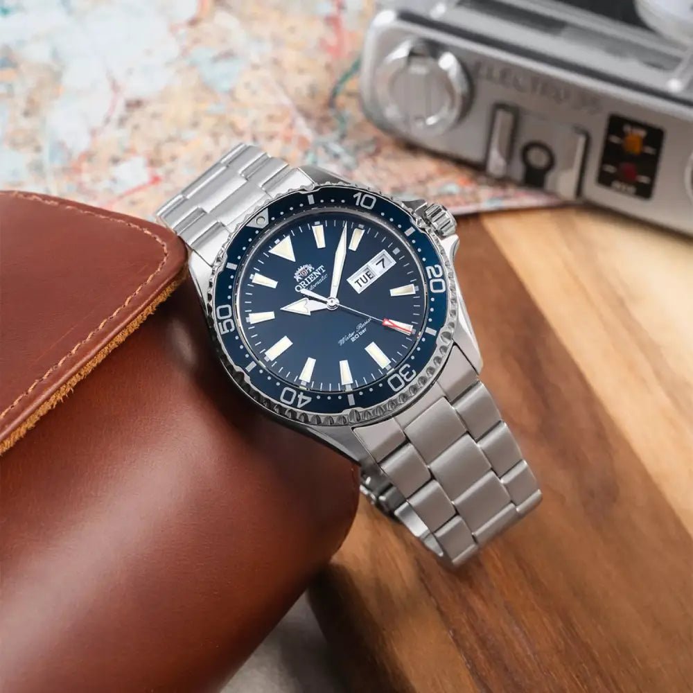 Orient-Orient Mako III Kamasu RA-AA0002L Automatic Blue Dial Stainless Steel Men's Watch-Wristbear-3