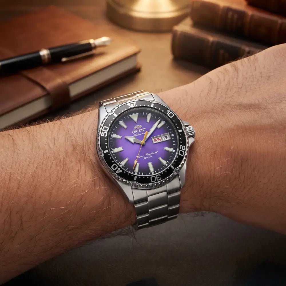 Orient-Orient Mako RA-AA0827V Automatic Purple Dial Stainless Steel Sapphire 200M Men's Watch-Wristbear-2