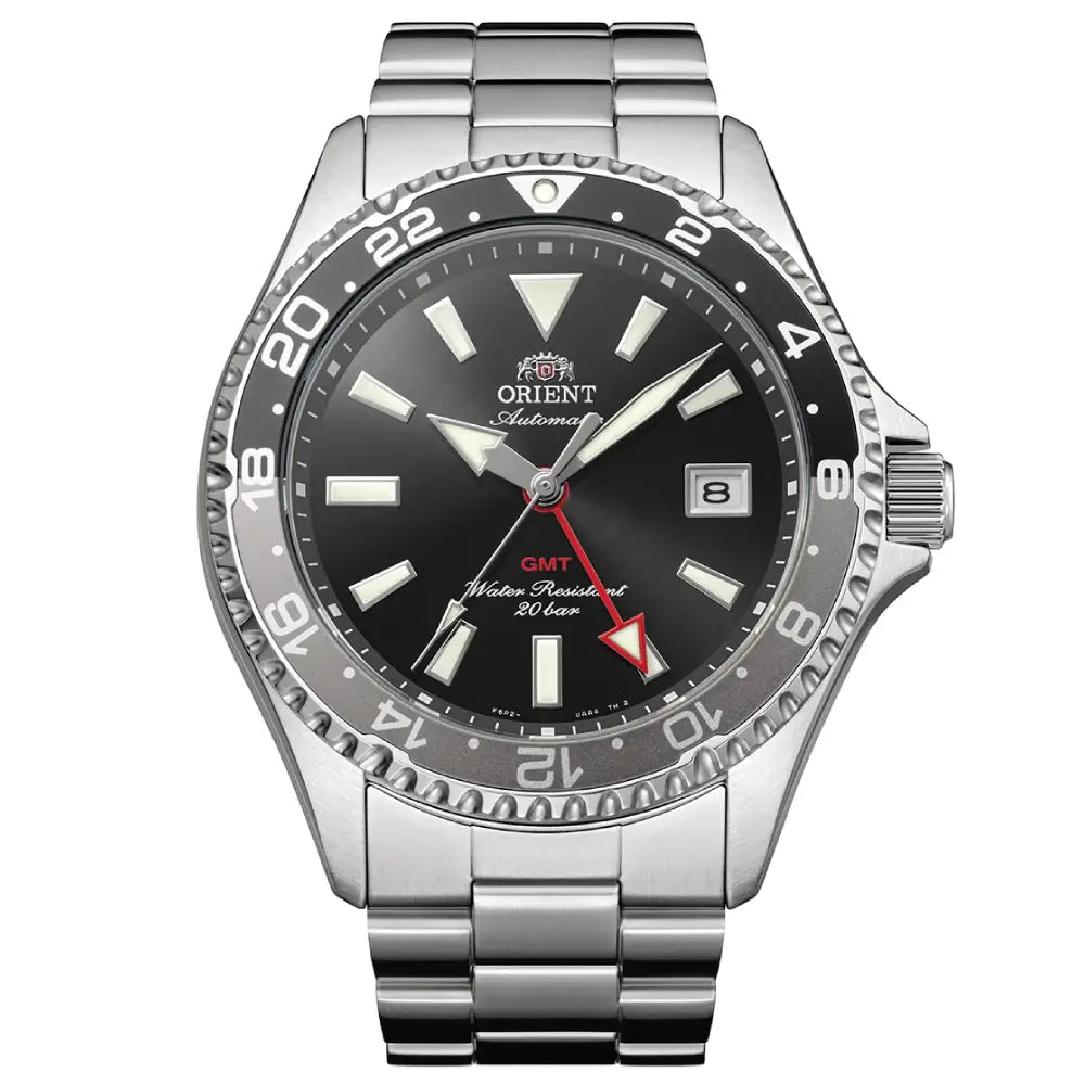 Orient-Orient Mako RA-BC0001B GMT Automatic Black Dial Stainless Steel Sapphire 200M Men's Watch-Wristbear-1