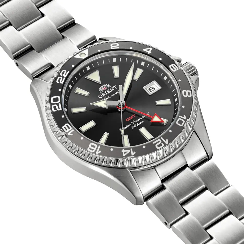 Orient-Orient Mako RA-BC0001B GMT Automatic Black Dial Stainless Steel Sapphire 200M Men's Watch-Wristbear-3