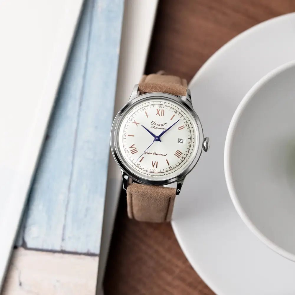 Orient-Orient RA-AC0027S 75th Anniversary Limited Edition Automatic White Dial Beige Leather Men's Watch-Wristbear-3