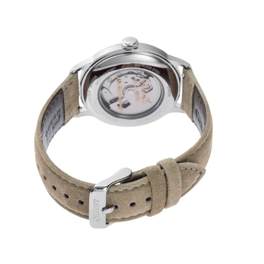 Orient-Orient RA-AC0027S 75th Anniversary Limited Edition Automatic White Dial Beige Leather Men's Watch-Wristbear-6