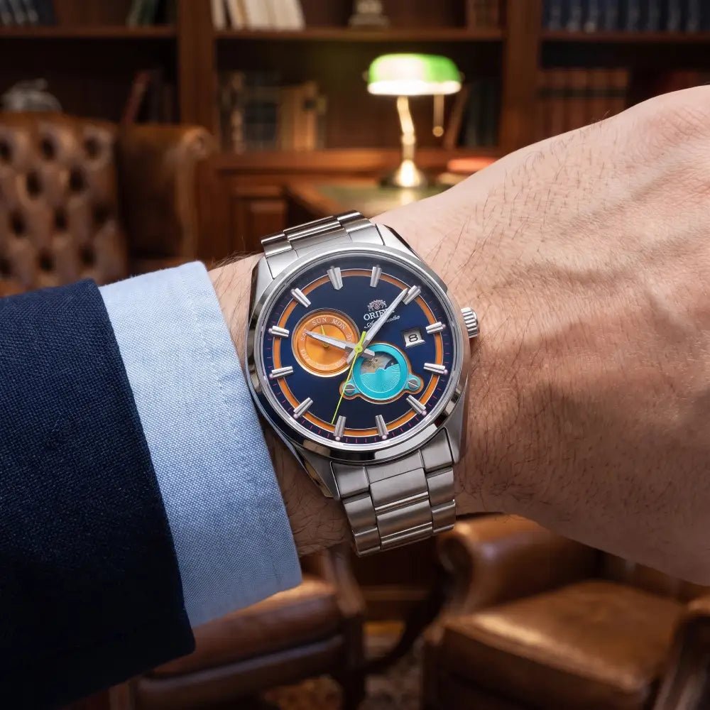 Orient-Orient Stretto Day & Night RA-AK0316L Automatic Multicolour Dial Steel Bracelet Men's Watch-Wristbear-2