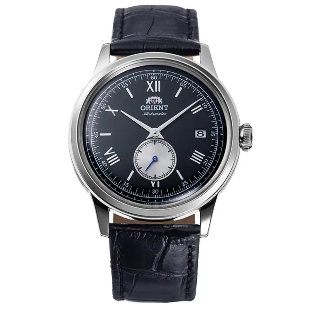 Orient Bambino 38 Small Seconds RA-AP0101B Automatic Black Sunburst Dial Leather Strap Men’s Watch-Orient-Wristbear-1