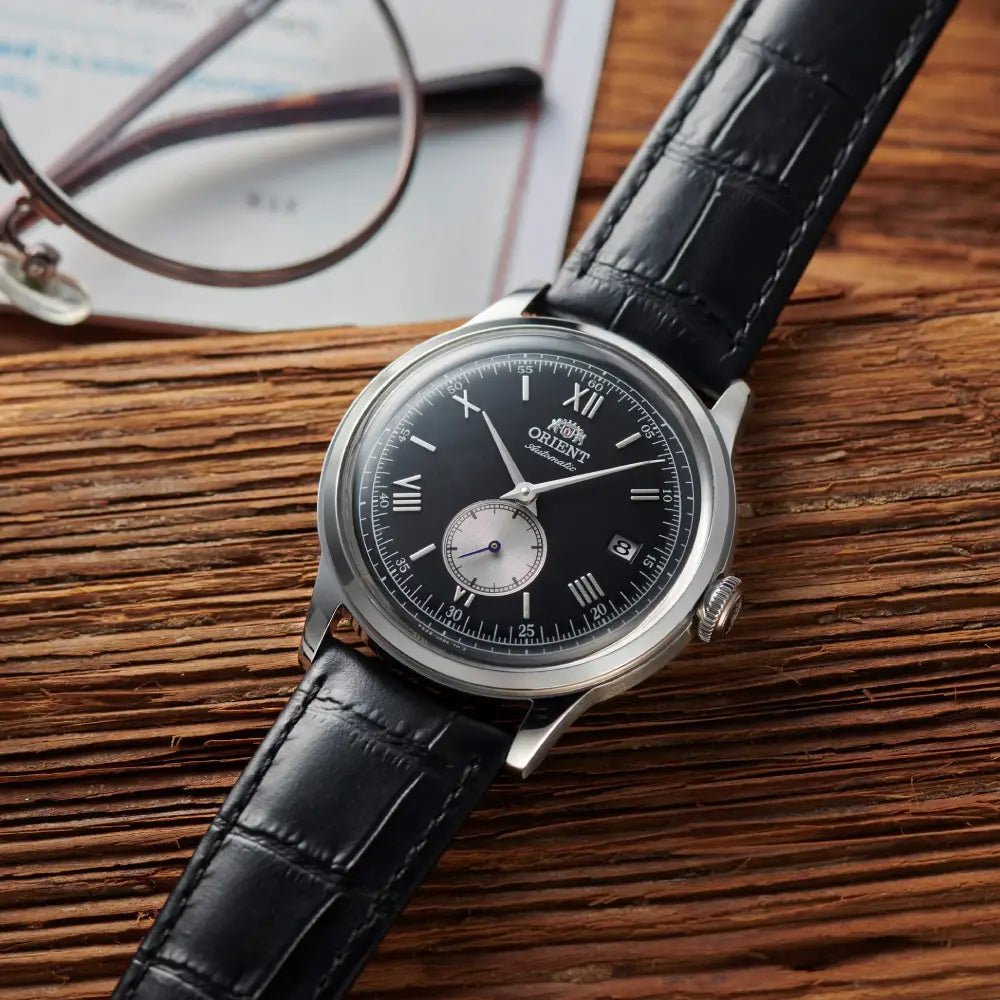 Orient Bambino 38 Small Seconds RA-AP0101B Automatic Black Sunburst Dial Leather Strap Men’s Watch-Orient-Wristbear-2