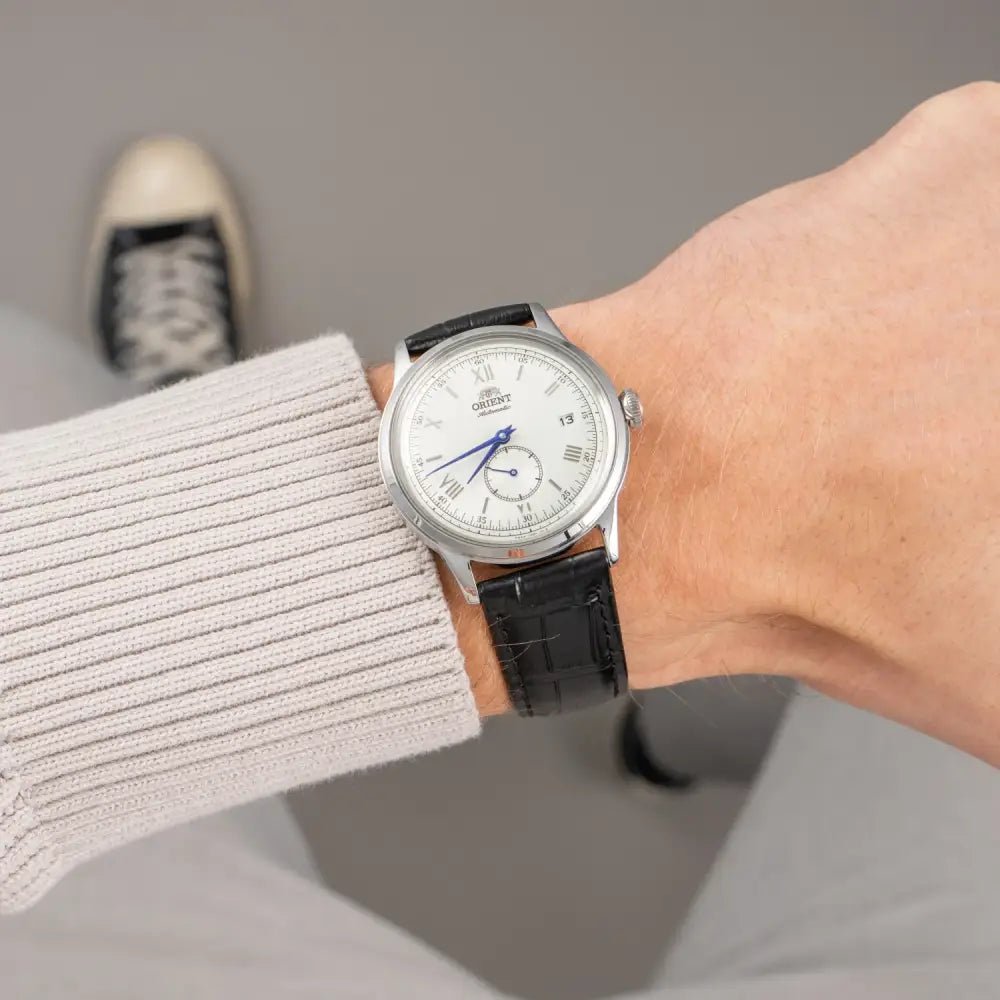 Orient-Orient Bambino 38 Small Seconds RA-AP0104S Automatic Silver Sunburst Dial Leather Strap Men’s Watch-Wristbear-2
