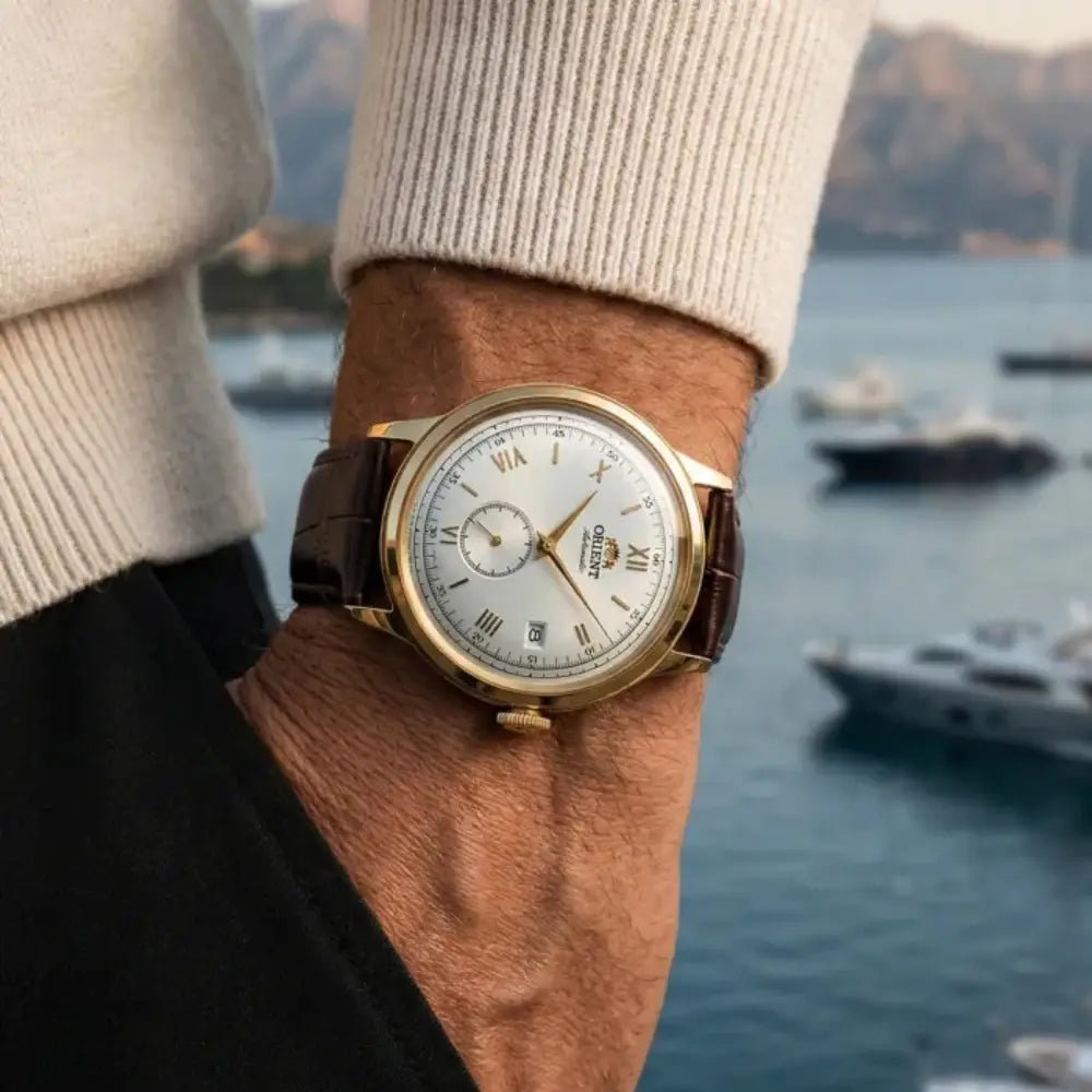 Orient Bambino 38 Small Seconds RA-AP0106S Automatic Silver Dial Brown Leather Strap Men’s Watch - shop_name OrientRA-AP0106S