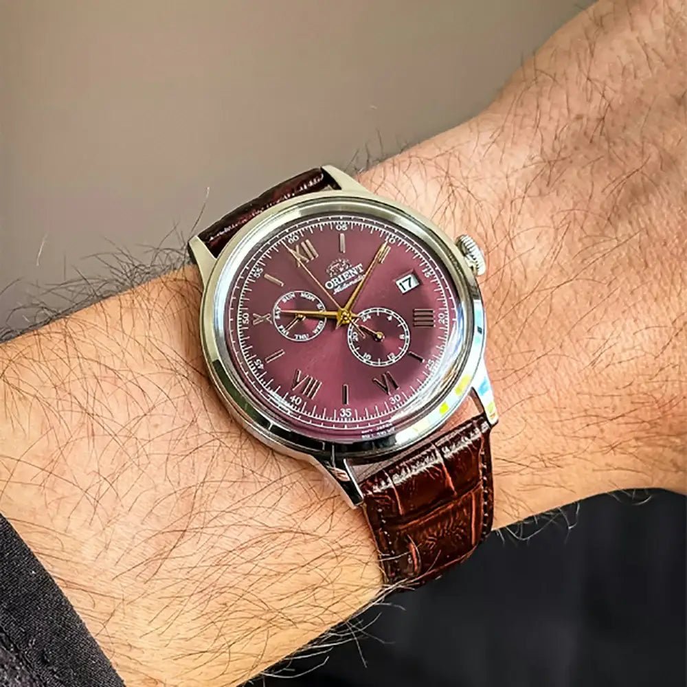 Orient Bambino Multi-Hand RA-AK0705R Automatic Burgundy Dial Leather Strap Men’s Watch - shop_name OrientRA-AK0705R