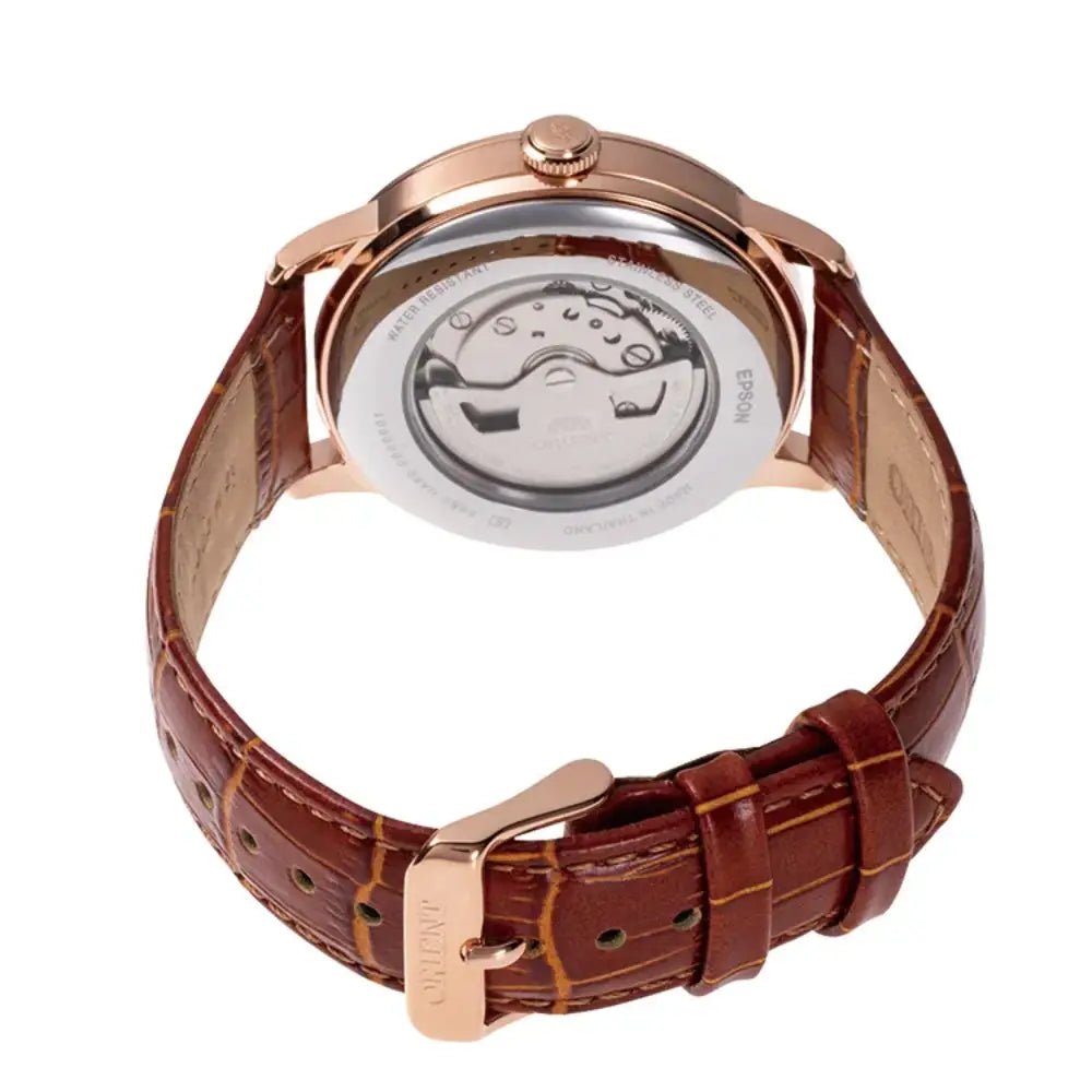 Orient-Orient Bambino Sun & Moon RA-AK0801S Automatic White Dial Rose Gold-Tone Leather Strap Men’s Watch-Wristbear-3