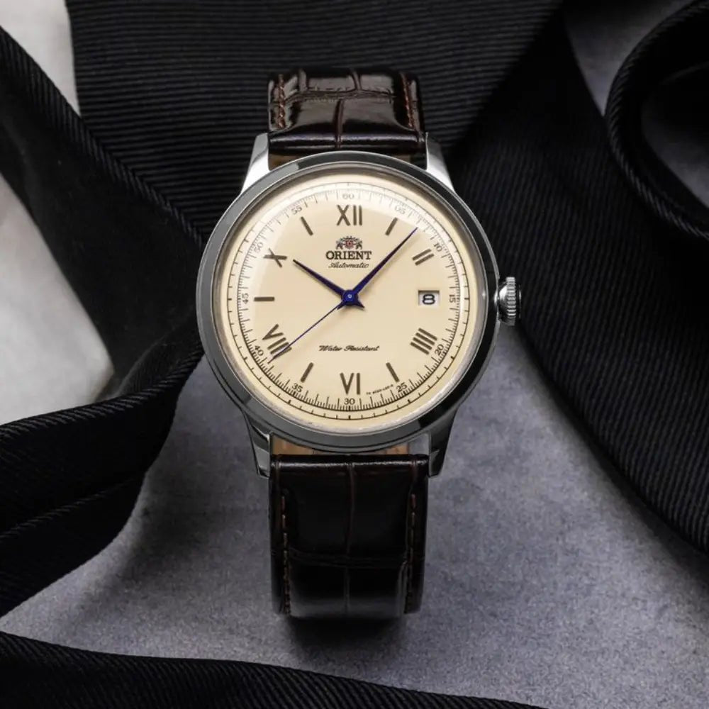Orient Bambino Version 2 TAC00009N0 Automatic Ivory Dial Leather Strap Men’s Watch - shop_name OrientTAC00009N0