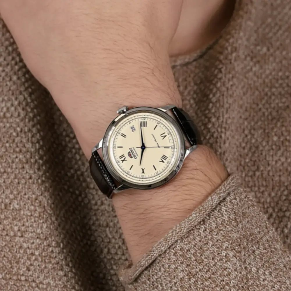 Orient Bambino Version 2 TAC00009N0 Automatic Ivory Dial Leather Strap Men’s Watch - shop_name OrientTAC00009N0