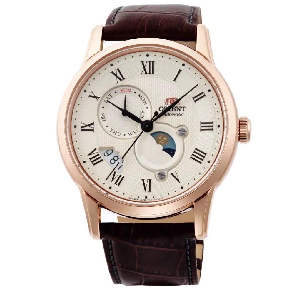 Orient Sun & Moon RA-AK0007S Automatic Beige Dial Leather Strap Men’s Watch - shop_name OrientRA-AK0007S
