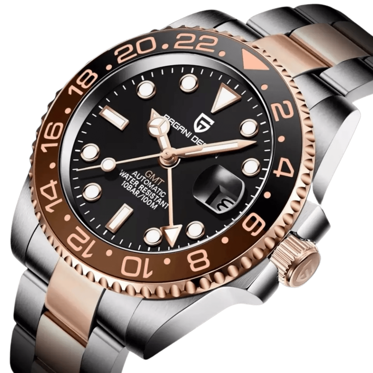 Pagani Design PD-1662 black dial with rose-gold-tone Oyster-style bracelet — image 1