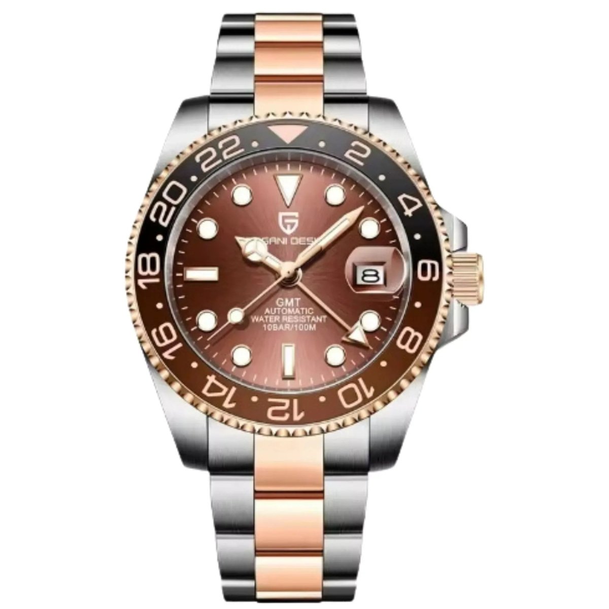 Pagani Design PD-1662 brown dial with rose-gold-tone Oyster-style bracelet — image 1