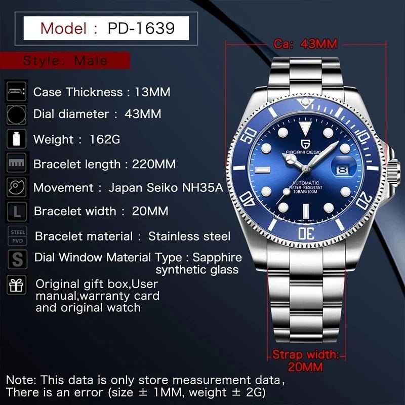 Pagani Design-PAGANI DESIGN PD-1639 Automatic Blue-Wristbear-5