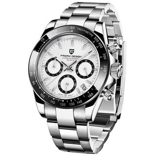 Pagani Design PD-1644 Chronograph "Panda" Quartz White Dial Stainless Steel Men's Watch