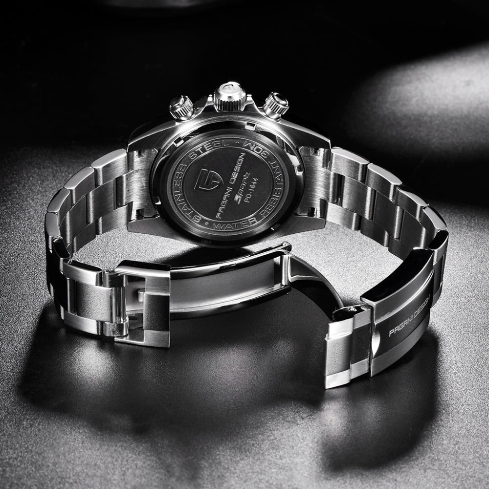 Pagani Design-Pagani Design PD-1644 Chronograph "Panda" Quartz White Dial Stainless Steel Men's Watch-Wristbear-4