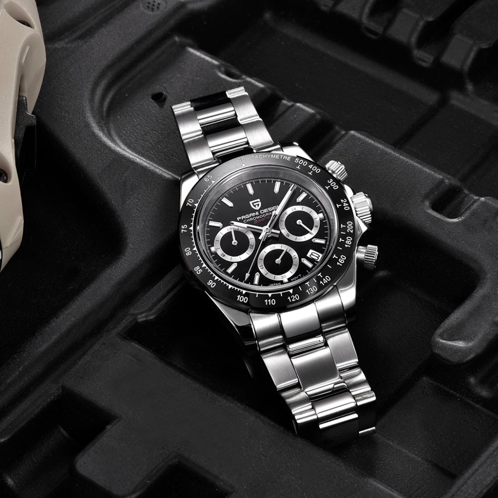 Pagani Design-Pagani Design PD-1644 Chronograph Quartz Black Dial Stainless Steel Men's Watch-Wristbear-3