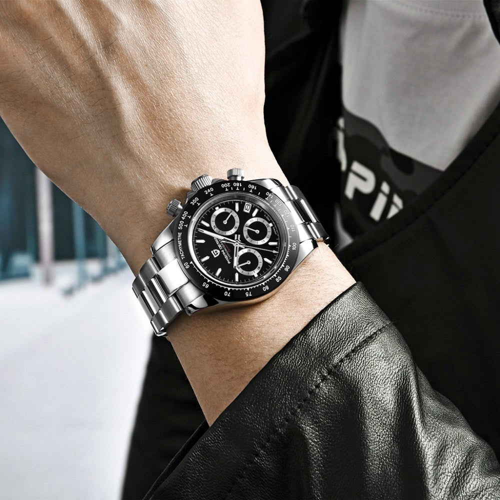 Pagani Design-Pagani Design PD-1644 Chronograph Quartz Black Dial Stainless Steel Men's Watch-Wristbear-2