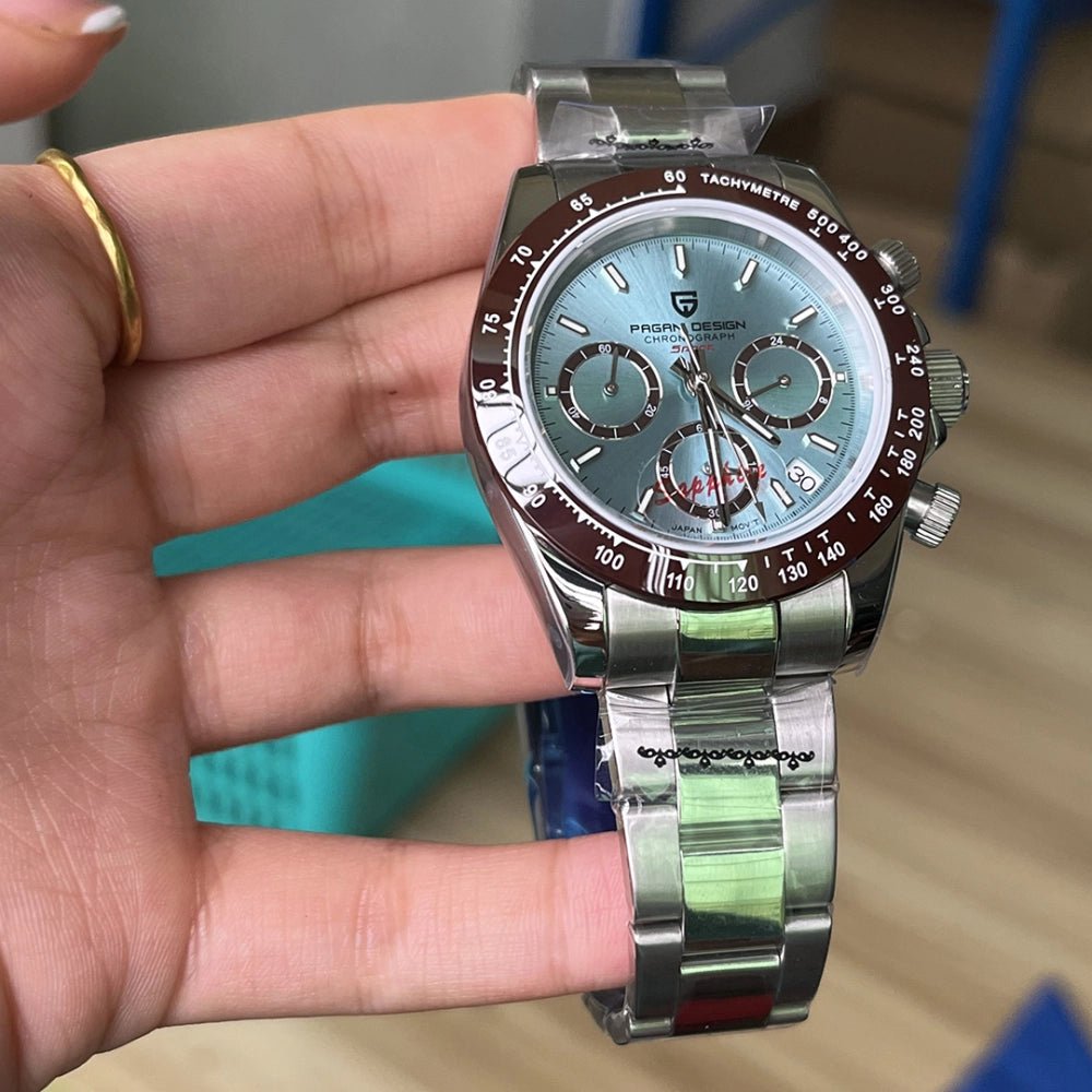 Pagani Design-Pagani Design PD-1644 Chronograph Quartz Tiffany Blue Dial Stainless Steel Men's Watch-Wristbear-4