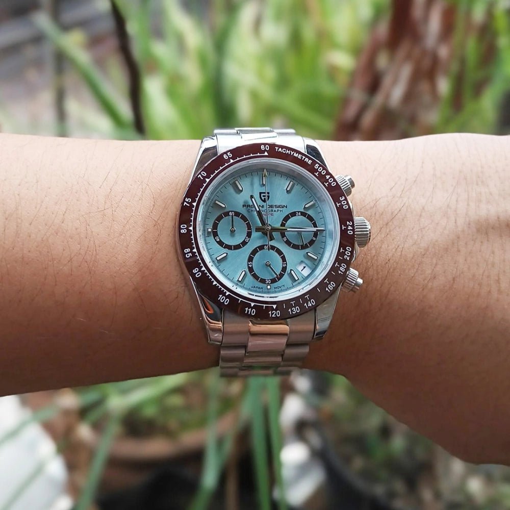 Pagani Design-Pagani Design PD-1644 Chronograph Quartz Tiffany Blue Dial Stainless Steel Men's Watch-Wristbear-2