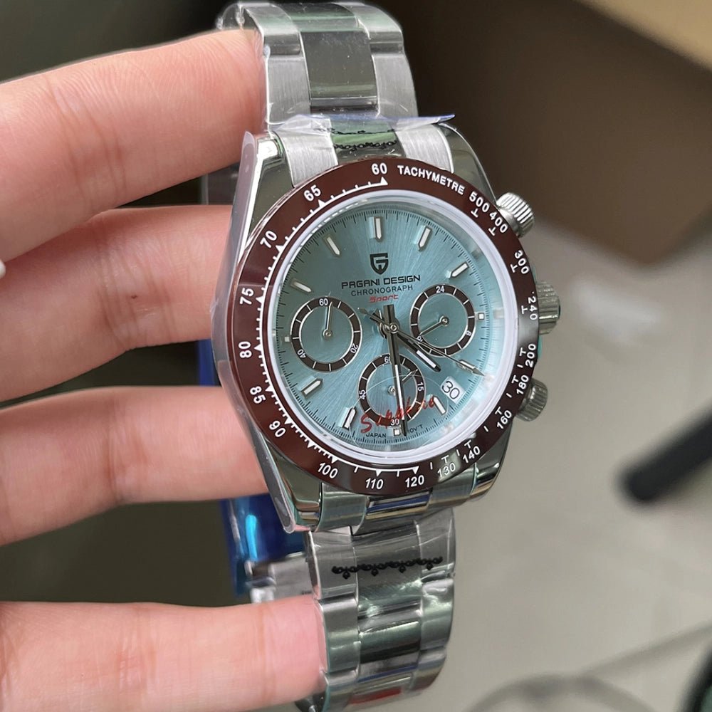 Pagani Design-Pagani Design PD-1644 Chronograph Quartz Tiffany Blue Dial Stainless Steel Men's Watch-Wristbear-5