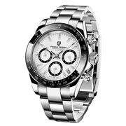 Pagani Design PD-1644 textured white dial chronograph with stainless steel bracelet