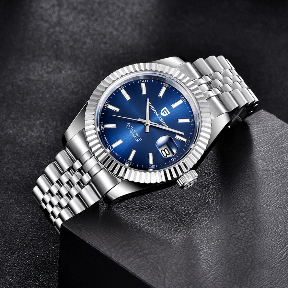 Pagani Design-Pagani Design PD-1645 Automatic Blue Dial Stainless Steel Jubilee Bracelet Men's Watch-Wristbear-2