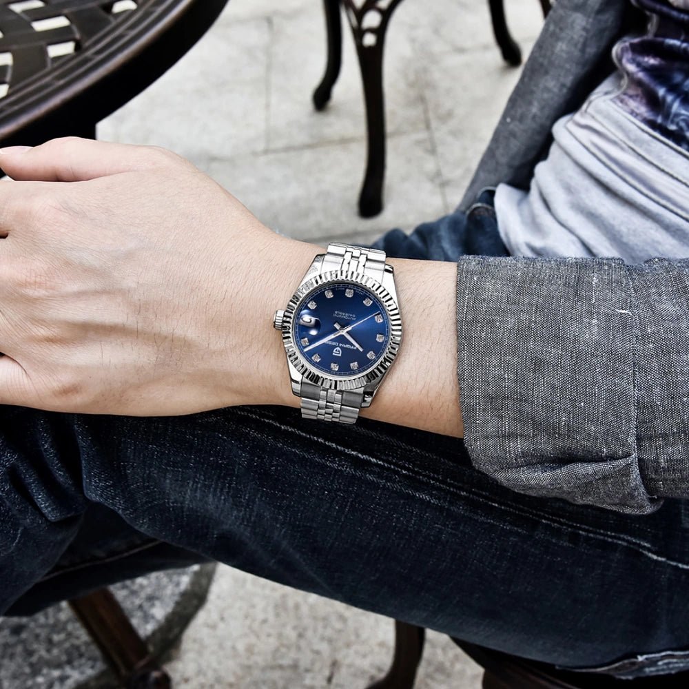 Pagani Design-Pagani Design PD-1645 Automatic Blue Diamond Dial Stainless Steel Jubilee Bracelet Men's Watch-Wristbear-2