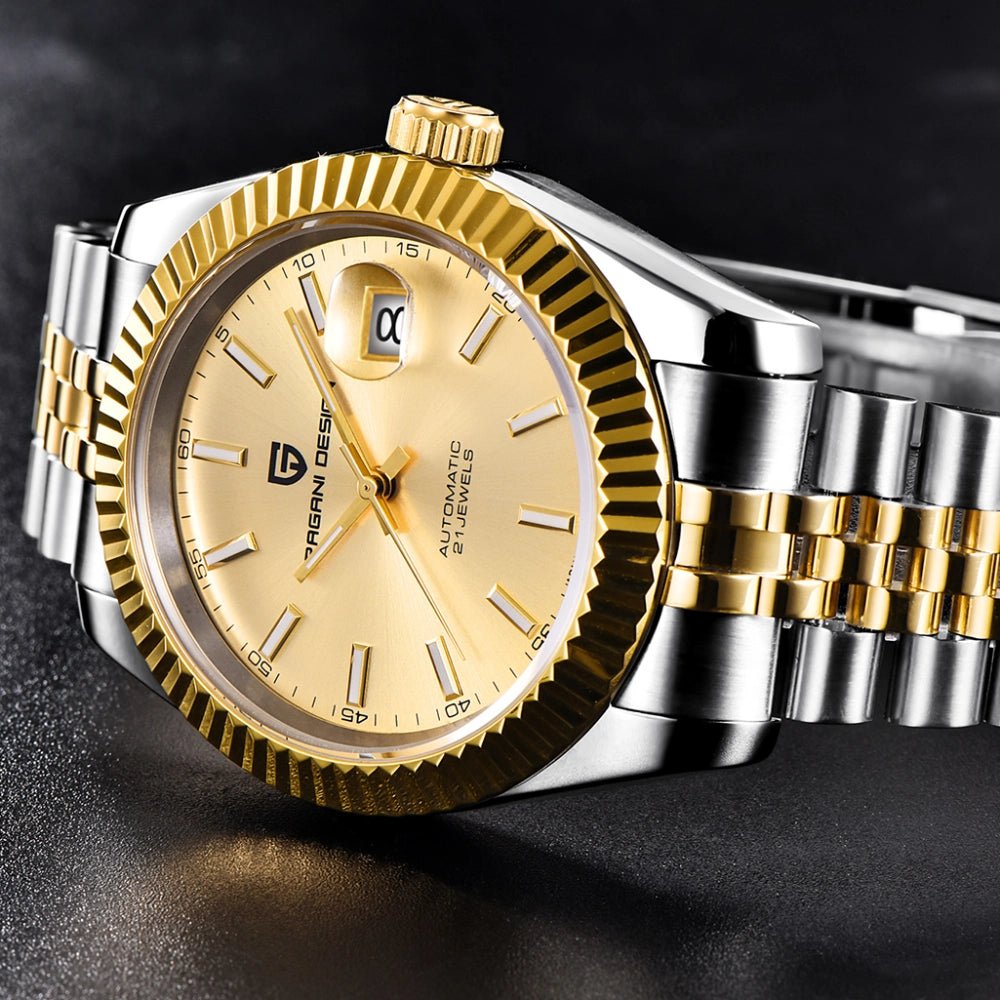 Pagani Design-Pagani Design PD-1645 Automatic Gold Dial Two-Tone Stainless Steel Men's Watch-Wristbear-3