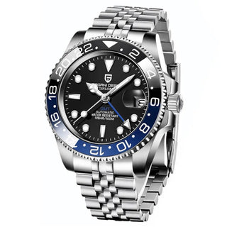 Pagani Design-Pagani Design PD-1662 Batman GMT Automatic Black & Blue Bezel Stainless Steel Men's Watch-Wristbear-1