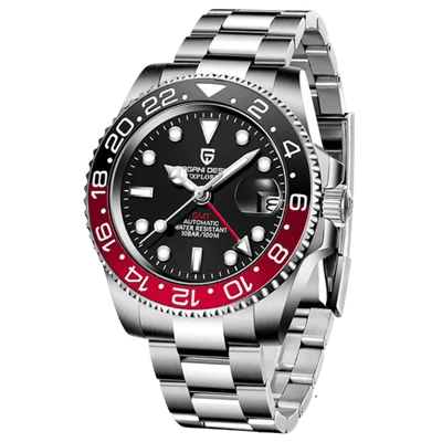 Pagani Design-Pagani Design PD-1662 Coke GMT Automatic Black & Red Bezel Stainless Steel Men's Watch-Wristbear-1