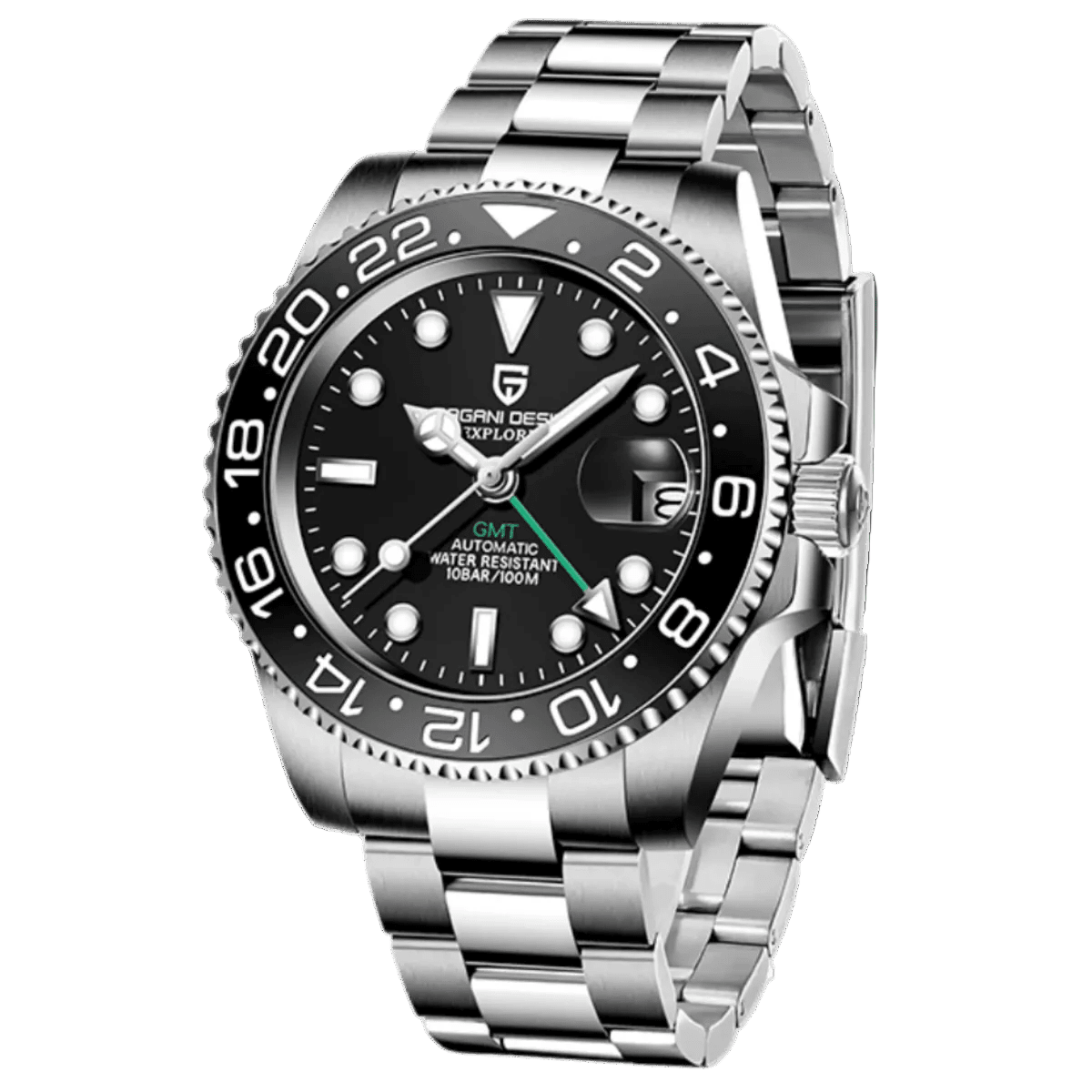 Pagani Design PD-1662 black GMT with stainless steel Oyster bracelet