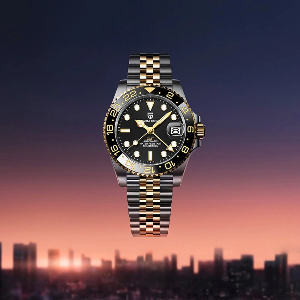 Pagani Design-Pagani Design PD-1662 GMT Automatic Black Dial Stainless Steel Men's Watch-Wristbear-5