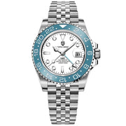 Pagani Design-Pagani Design PD-1662 GMT Automatic White Dial Blue Bezel Stainless Steel Men's Watch-Wristbear-1