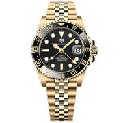 Pagani Design-Pagani Design PD-1662 Gold GMT Automatic Black Bezel Gold-Tone Stainless Steel Men's Watch-Wristbear-1