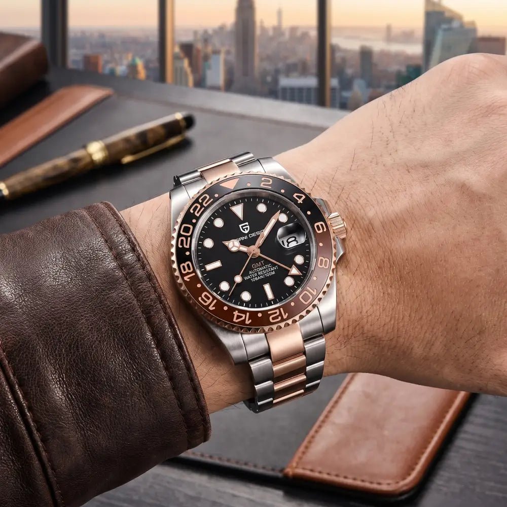 Pagani Design-Pagani Design PD-1662 Root Beer GMT Automatic Brown & Black Bezel Stainless Steel Men's Watch-Wristbear-2
