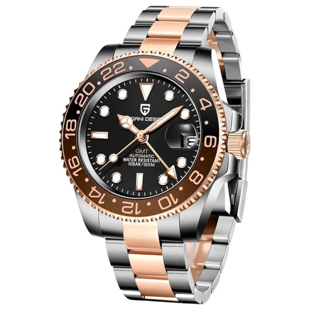 Pagani Design-Pagani Design PD-1662 Root Beer GMT Automatic Brown & Black Bezel Stainless Steel Men's Watch-Wristbear-1