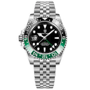 Pagani Design-Pagani Design PD-1662 Sprite GMT Automatic Left-Hand Black & Green Bezel Stainless Steel Men's Watch-Wristbear-1