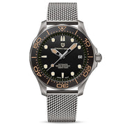 Pagani Design-Pagani Design PD-1667 '007 Automatic Black Dial Stainless Steel Mesh Bracelet Men's Watch-Wristbear-1