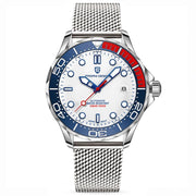 Pagani Design-Pagani Design PD-1667 Automatic White Dial Pepsi Bezel Mesh Strap Men's Watch-Wristbear-1