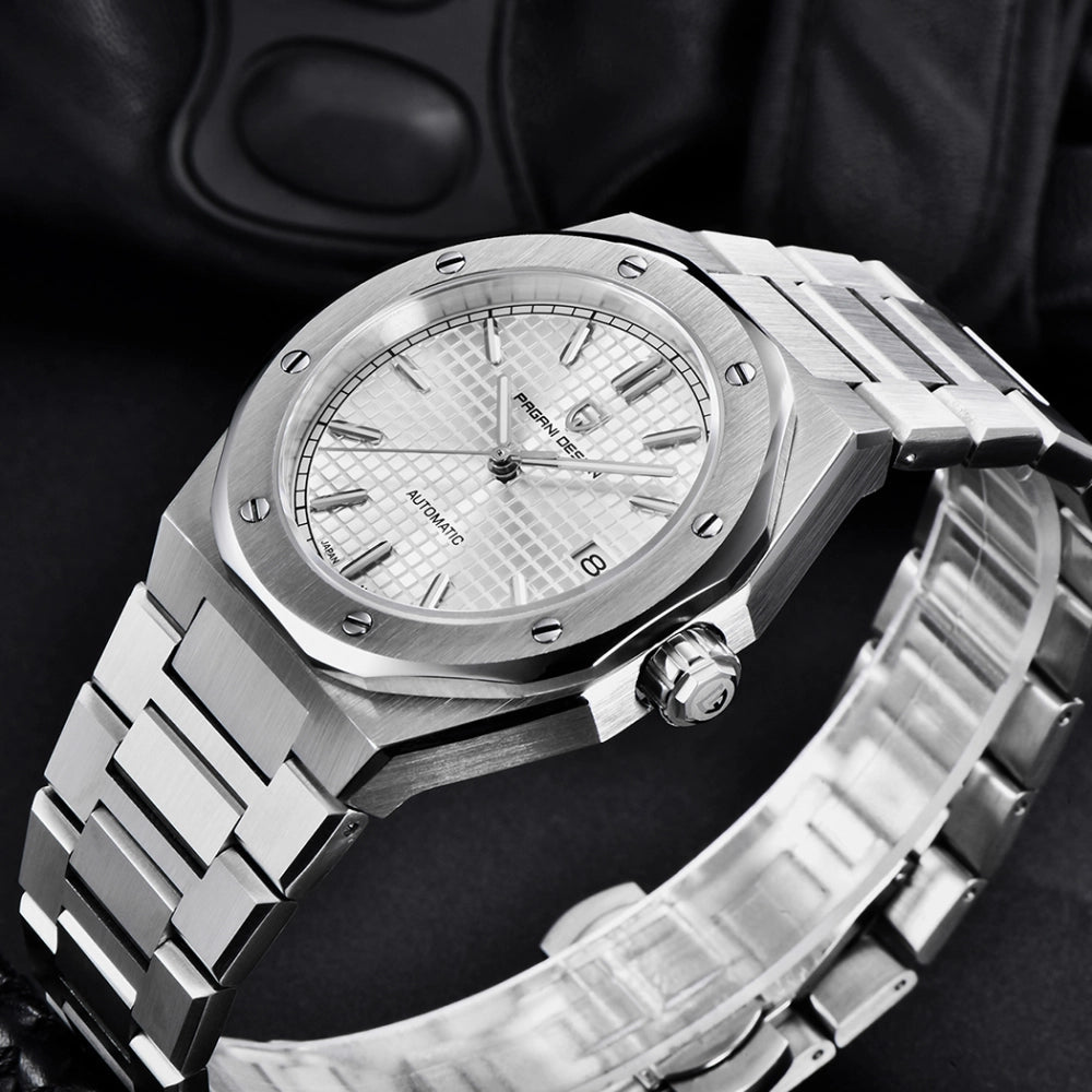 Pagani Design-Pagani Design PD-1673 Automatic White Dial Stainless Steel Bracelet Men's Watch-Wristbear-3