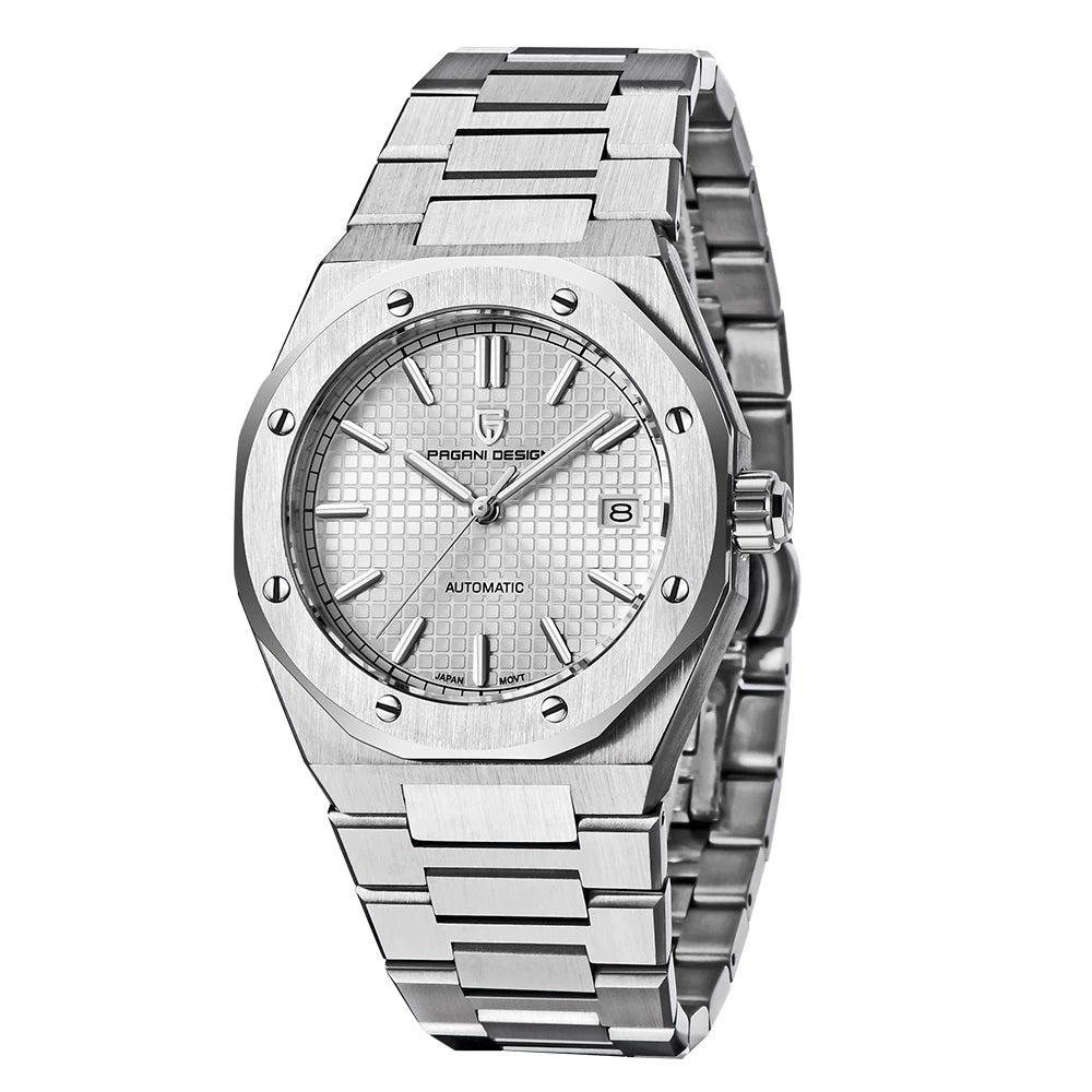 Pagani Design-Pagani Design PD-1673 Automatic White Dial Stainless Steel Bracelet Men's Watch-Wristbear-1