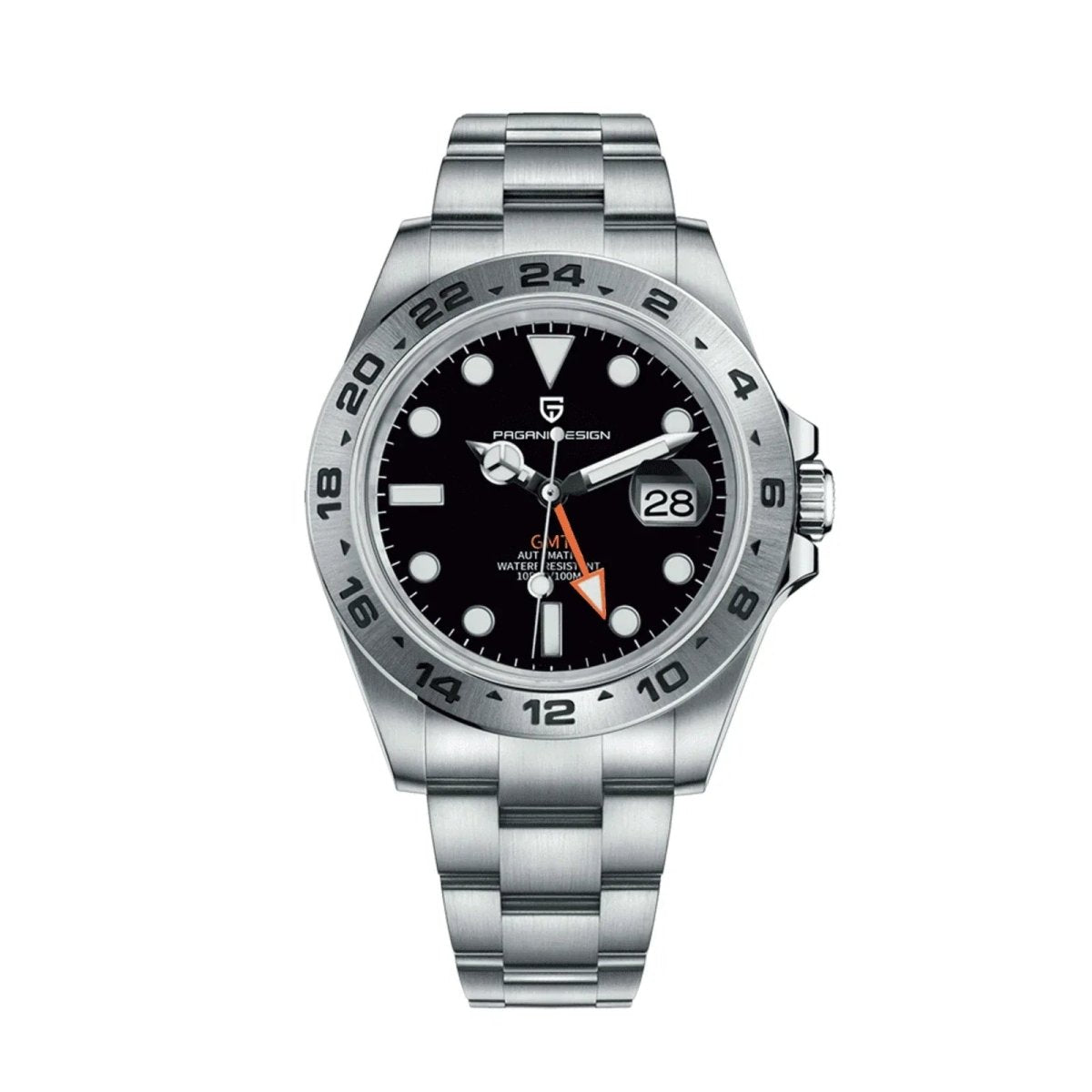 Pagani Design PD-1682 black GMT dial on Oyster-style stainless-steel bracelet — image 1