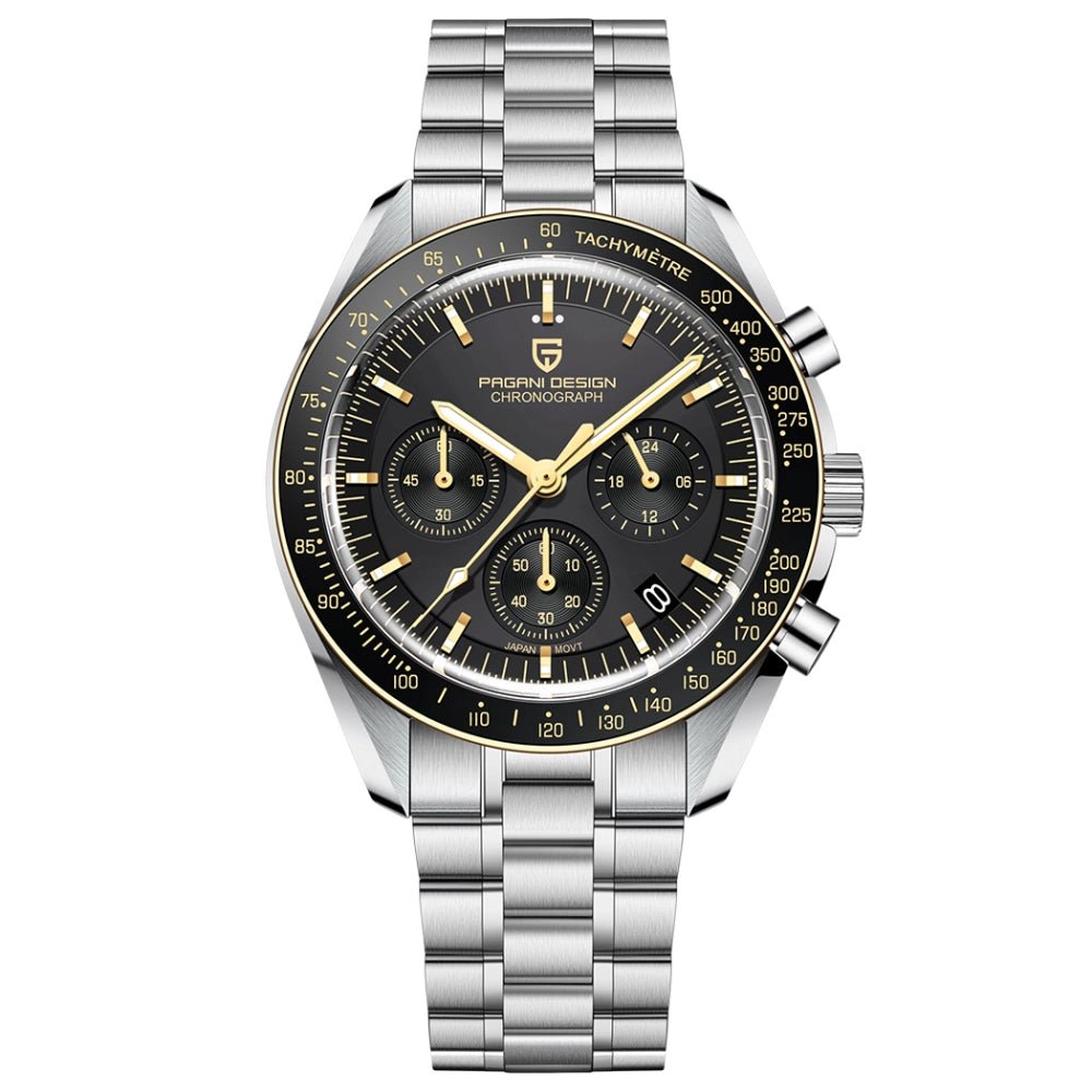 Pagani Design-Pagani Design PD-1701 Chronograph Quartz Black Dial Stainless Steel Bracelet Men's Watch-Wristbear-1
