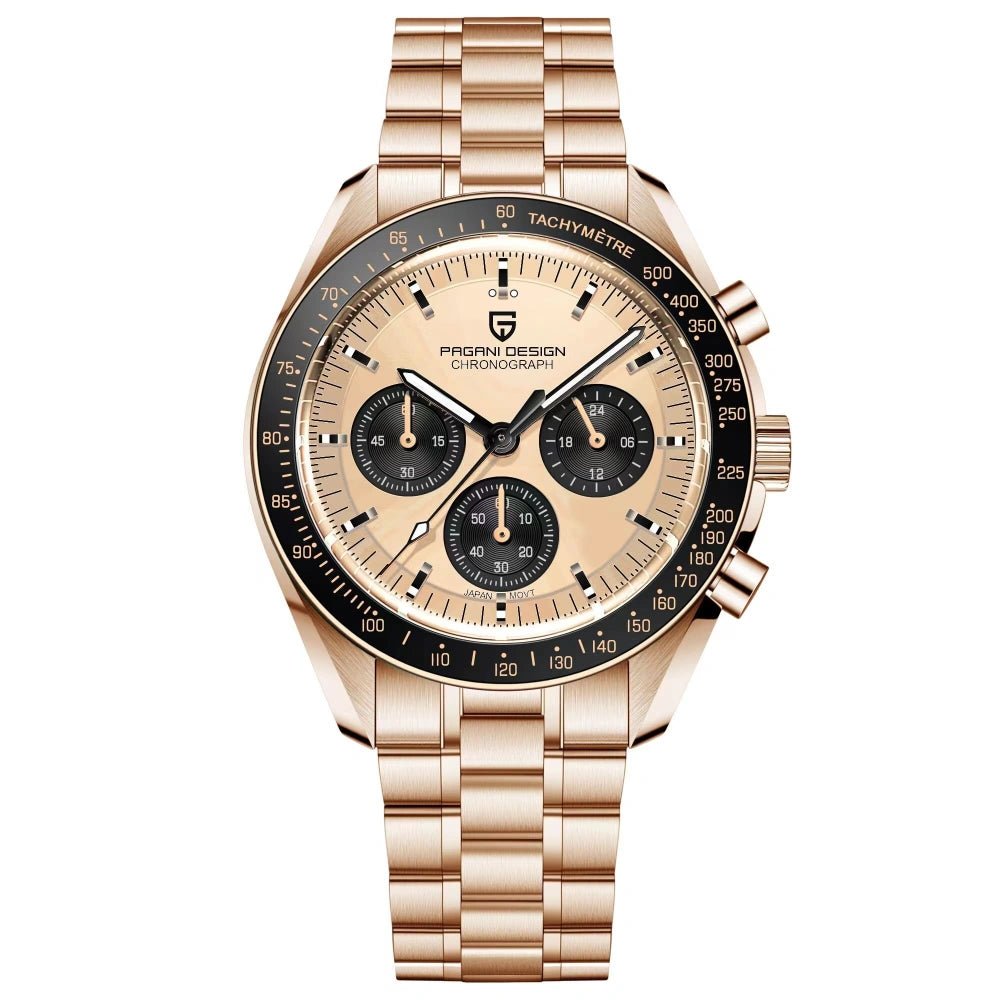 Pagani Design-Pagani Design PD-1701 Chronograph Quartz Rose Gold Champagne Dial Stainless Steel Men's Watch-Wristbear-1