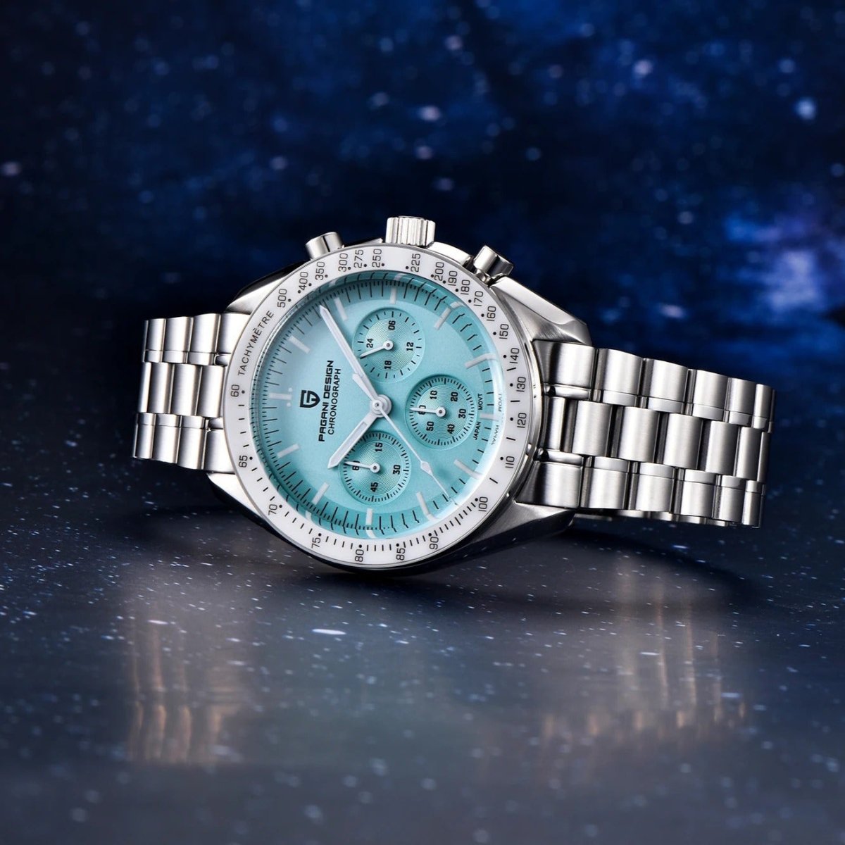 Pagani Design PD-1701 Chronograph Quartz Tiffany Blue Dial Stainless Steel Bracelet Men's Watch - Wristbear-2